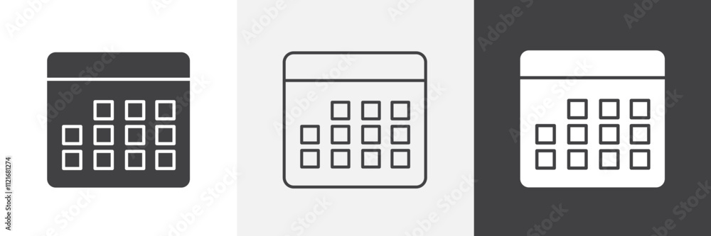Poster calendar icon vector set for ui designs