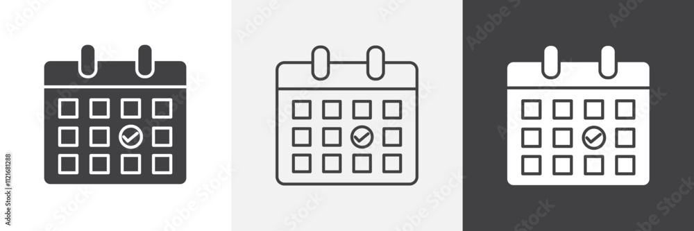 Poster calendar with event icon vector set for ui designs