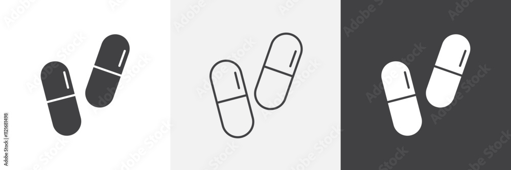 Poster capsule icon vector set for ui designs