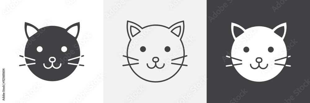 Poster cat icon vector set for ui designs