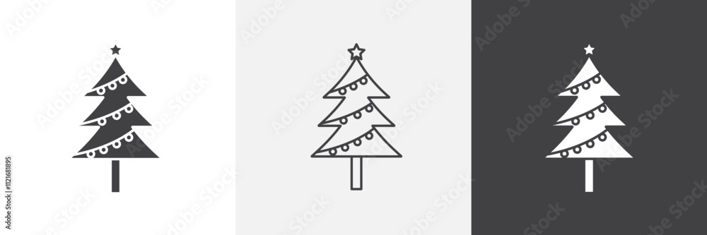 Poster christmas tree icon vector set for ui designs