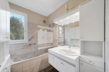 modern bathroom with white tiles