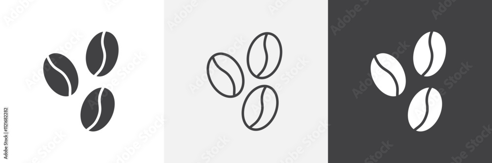 Poster coffee bean icon vector set for ui designs