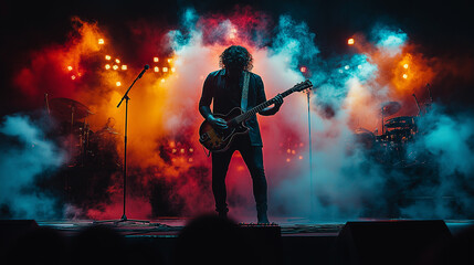 ギターを演奏する人のシルエット