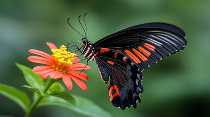 Butterfly Landing on Vibrant Flower in Nature