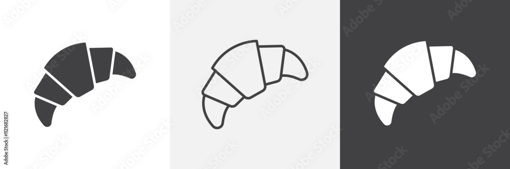 Poster croissant icon vector set for ui designs
