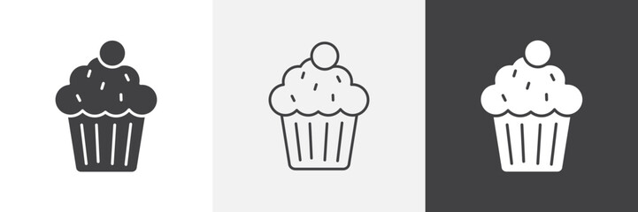 Cupcake icon vector set for ui designs