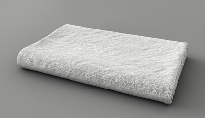 Clean white towel neatly folded, isolated on a white background