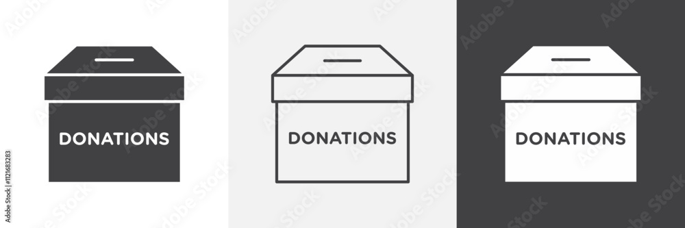 Poster donation box icon vector set for ui designs