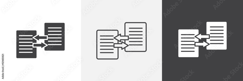 Poster file transfer icon vector set for ui designs