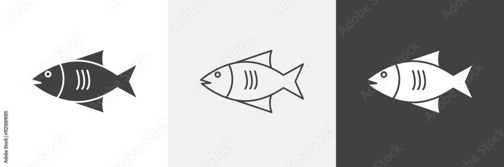 Poster fish icon vector set for ui designs
