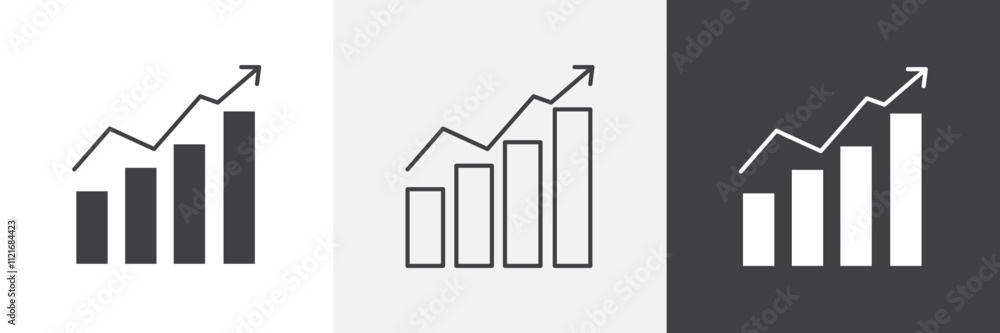 Poster growing graph icon vector set for ui designs