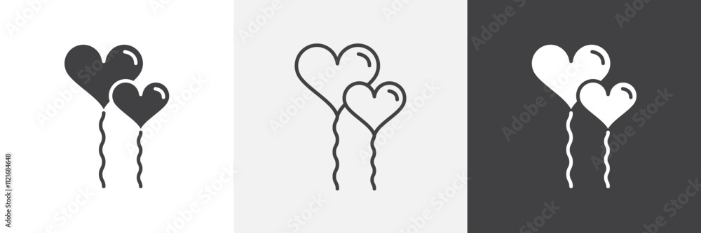 Poster heart balloon icon vector set for ui designs