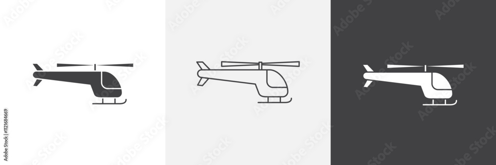 Poster helicopter icon vector set for ui designs
