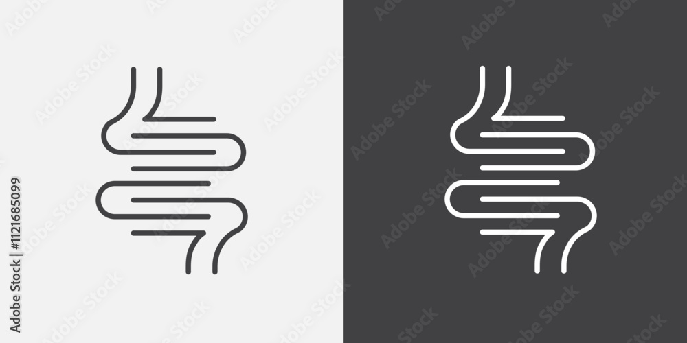 Poster intestines icon vector set for ui designs
