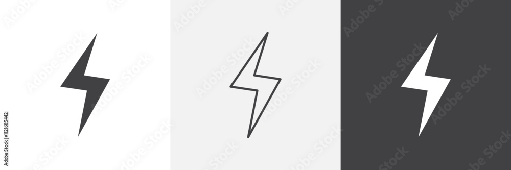 Poster lightning icon vector set for ui designs
