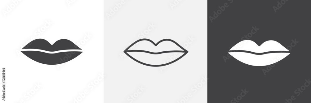 Poster lips icon vector set for ui designs
