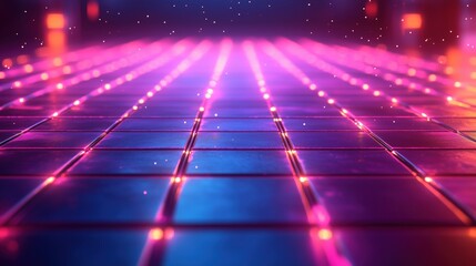 A futuristic 3D grid background with luminous details