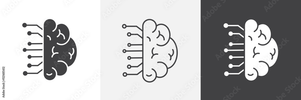 Poster machine learning icon vector set for ui designs