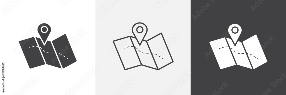 Poster map icon vector set for ui designs