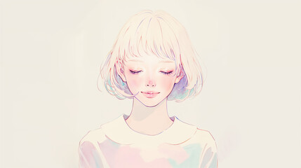 Fototapeta premium 目を閉じて微笑む女性