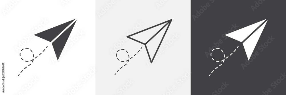Poster paper plane icon vector set for ui designs