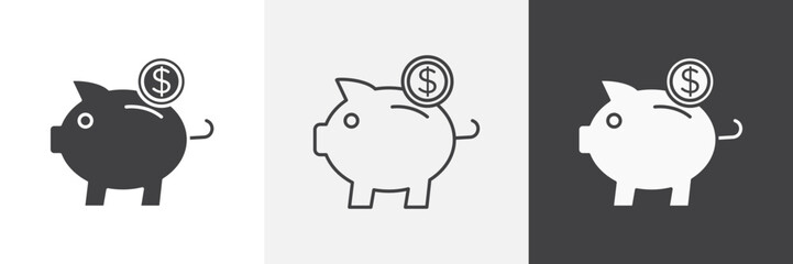 Piggy bank icon vector set for ui designs