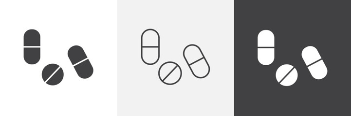Pills icon vector set for ui designs