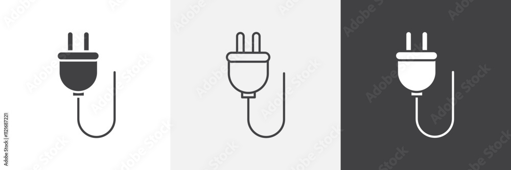 Poster plug adapter icon vector set for ui designs