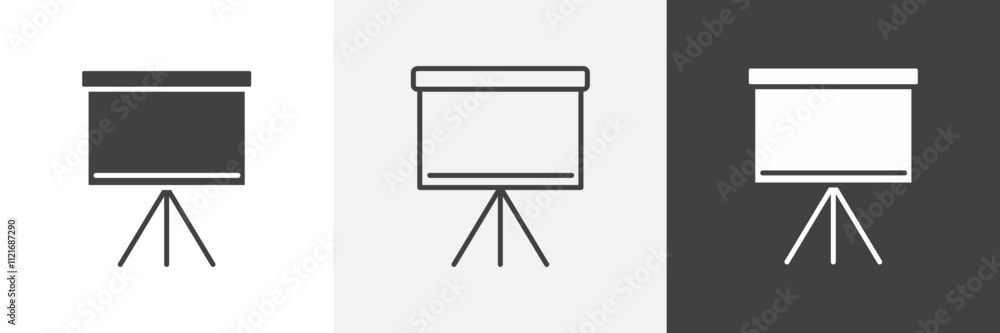 Poster presentation screen icon vector set for ui designs