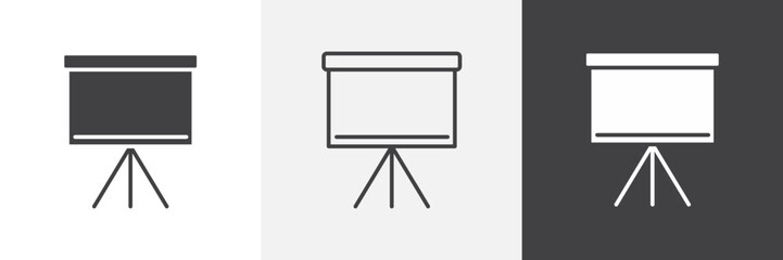 Presentation screen icon vector set for ui designs