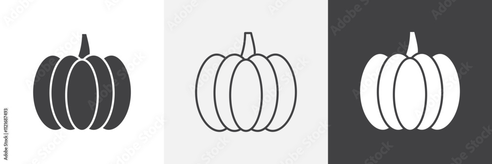 Poster pumpkin icon vector set for ui designs