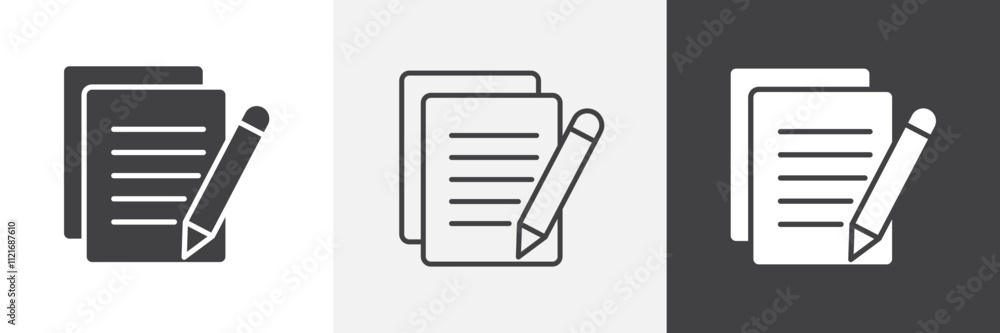 Poster registration form icon vector set for ui designs