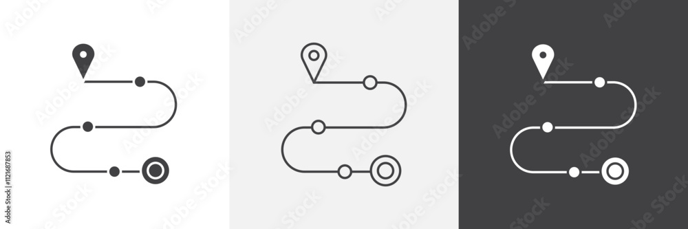 Poster roadmap icon vector set for ui designs