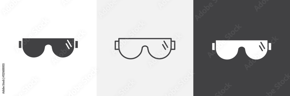 Poster safety goggles icon vector set for ui designs