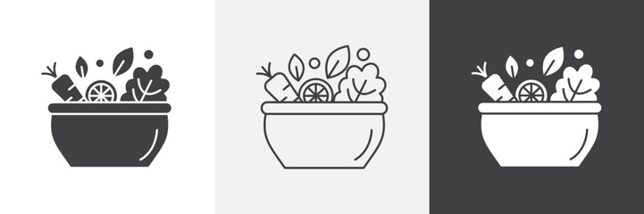 Salad icon vector set for ui designs