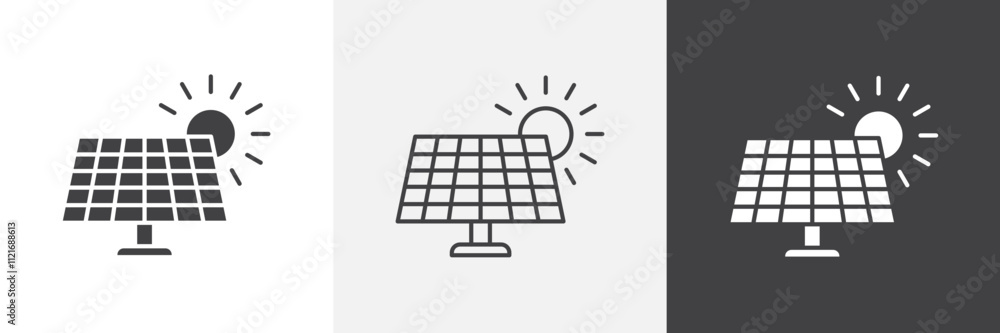 Poster solar panel icon vector set for ui designs