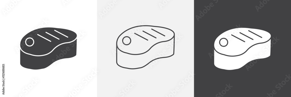 Poster steak icon vector set for ui designs