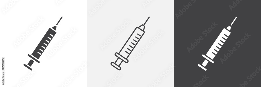 Poster syringe injection icon vector set for ui designs