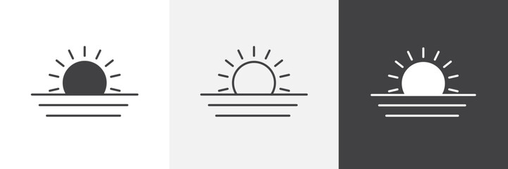 Sunrise icon vector set for ui designs
