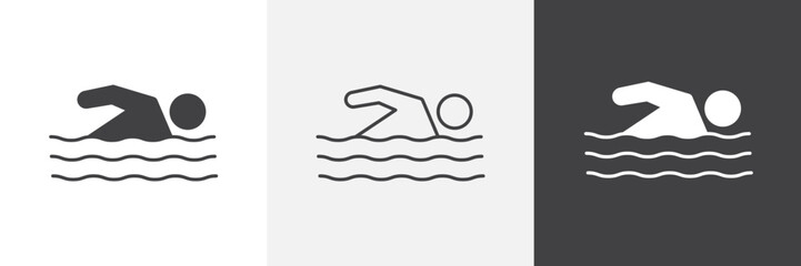 Swimming icon vector set for ui designs