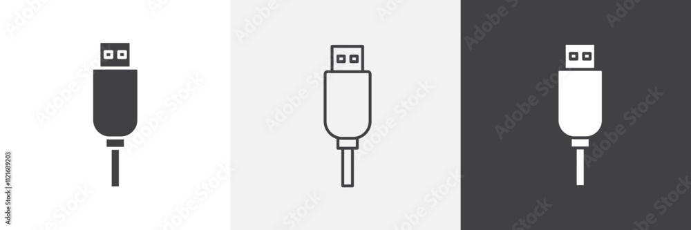 Poster usb icon vector set for ui designs