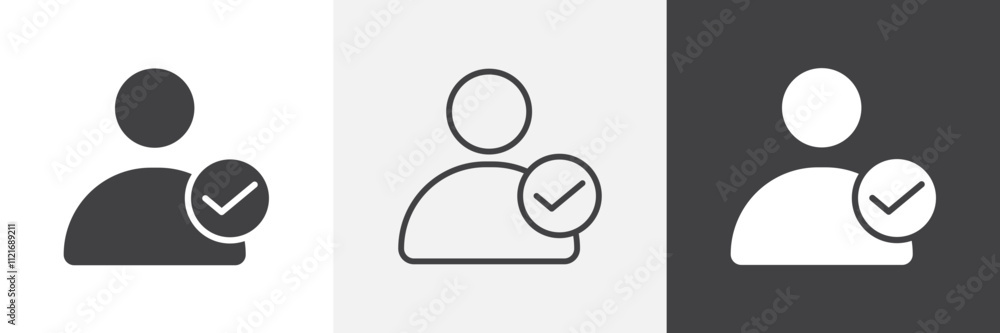 Poster user check icon vector set for ui designs