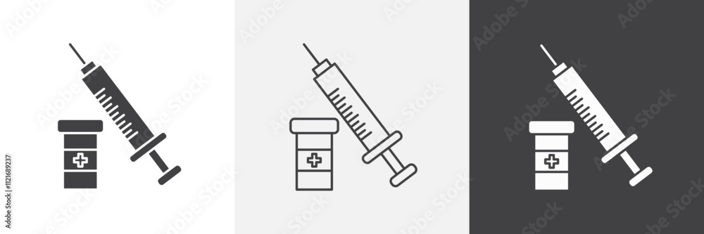 Poster vaccination icon vector set for ui designs