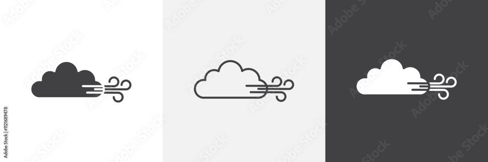 Poster windy icon vector set for ui designs