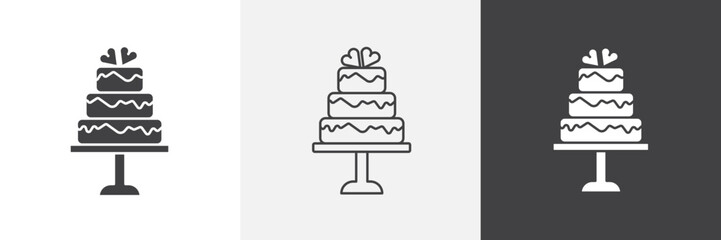 Wedding cake icon vector set for ui designs