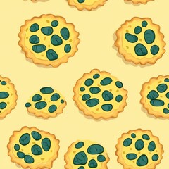 Vibrant Spinach Quiche Pattern for Textiles