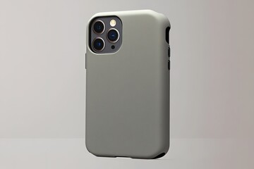Smartphone case with triple-camera system on light background