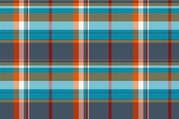 Long texture background fabric, stage plaid check tartan. Ornamental textile seamless vector pattern in cyan and pastel colors.