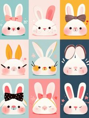 Obraz premium Whimsical Children's Book Icons: Bold Line Cartoon Characters